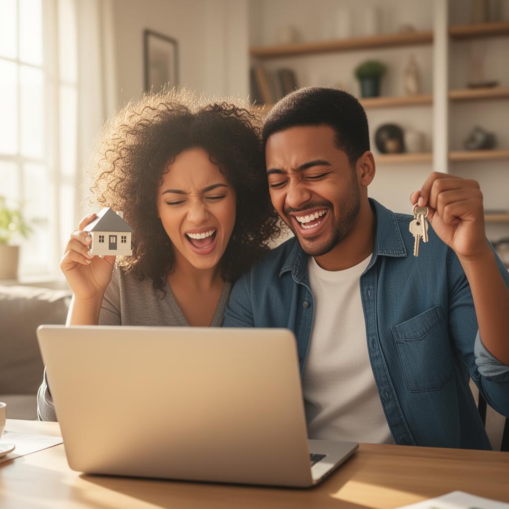 Family celebrating financial success after credit repair